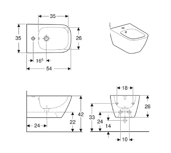 Биде подвесное Geberit Smyle Square (500.209.01.1)