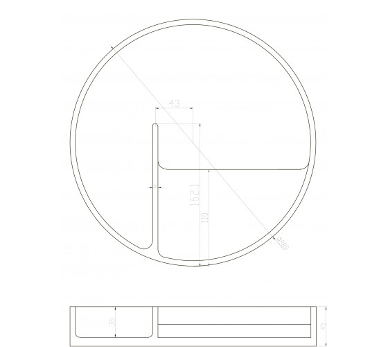 Тарелка для косметики 280*45мм каменная Solid surface
