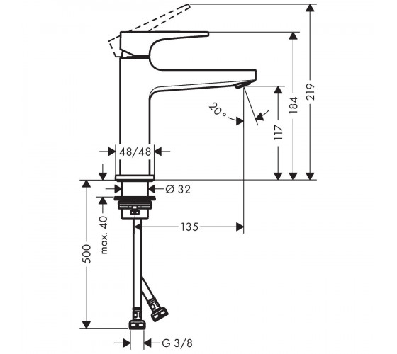 Смеситель для раковины Hansgrohe METROPOL 110 черный  (32507670)