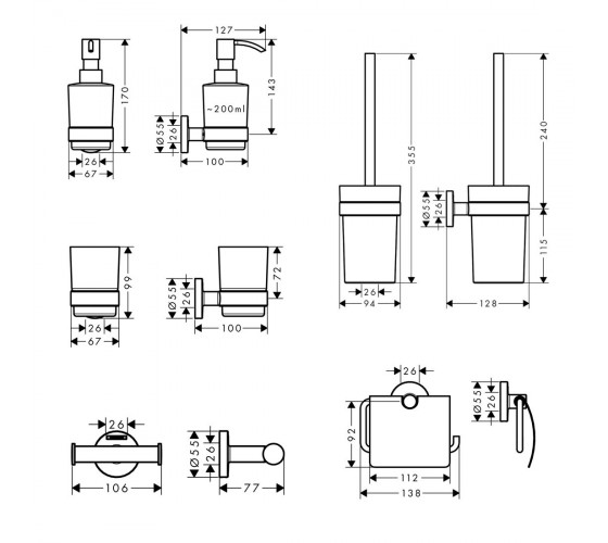 Набір аксесуарів 5в1 Hansgrohe Logis (41723111)