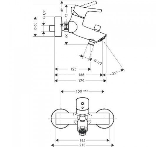 Смеситель для ванны Hansgrohe Talis S, хром (72400000)