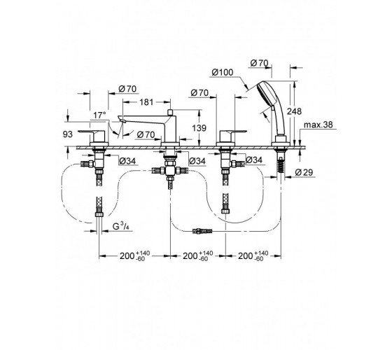 Змішувач для ванни Grohe BauLoop (2511900A)