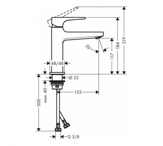 Смеситель для раковины Hansgrohe METROPOL 110 белый  (32507700)