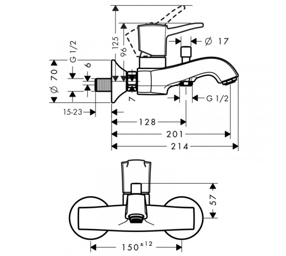 Змішувач для ванни Hansgrohe Metropol Classic (31340090)