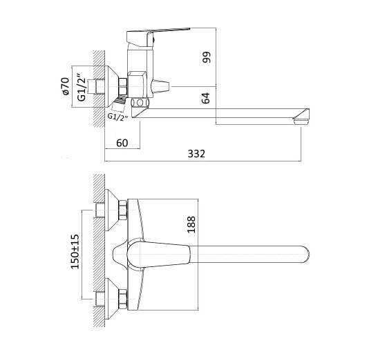 Смеситель для ванны RJ LOTUS (RBZZ002-9B)