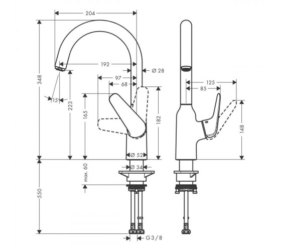 Смеситель для кухни Hansgrohe M421-H220 (71802000)