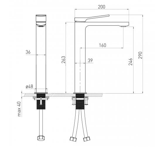 Смеситель для раковины-чаши Volle Solo чёрный матовый (1510.011304)