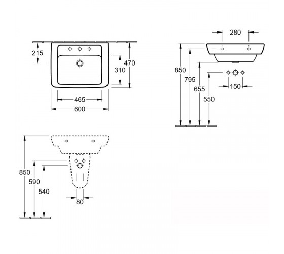Раковина Villeroy&Boch VERITY DESIGN 60 см (51036001)