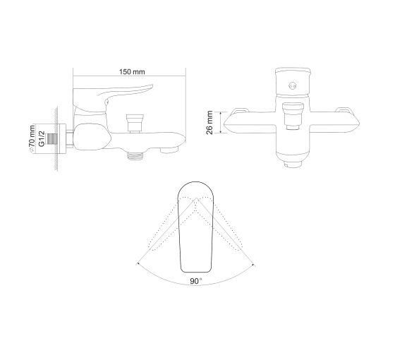 Смеситель для ванны RJ VELUM (RBZ082-3)