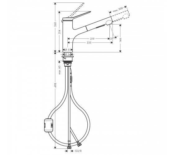 Смеситель для кухни Hansgrohe ZESIS M33 (74800000)