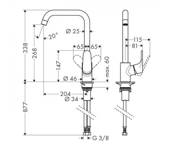 Смеситель для кухни Hansgrohe FOCUS M41 черный матовый (31820670)