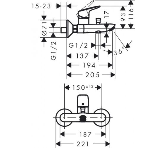 Змішувач для ванни Hansgrohe Logis, хром (71400000)