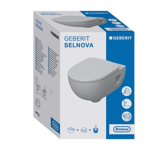 Підвісний унітаз Geberit Selnova, Rimfree з сидінням (501.750.00.1)