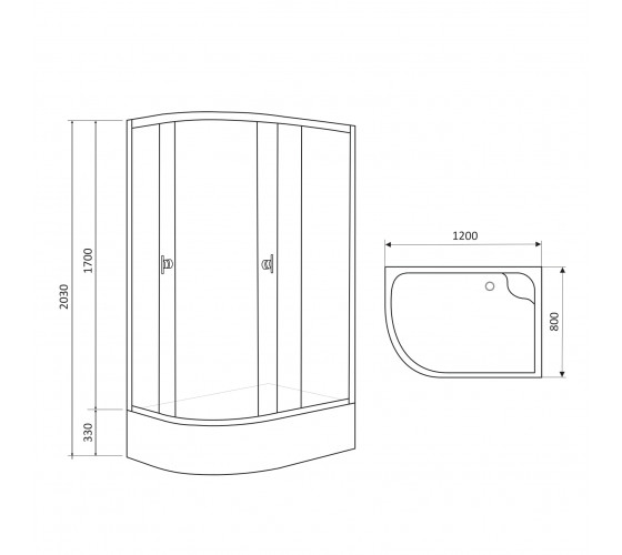 Душевая кабина с глубоким поддоном RJ LUX 120x80 см  (120RZ100R)