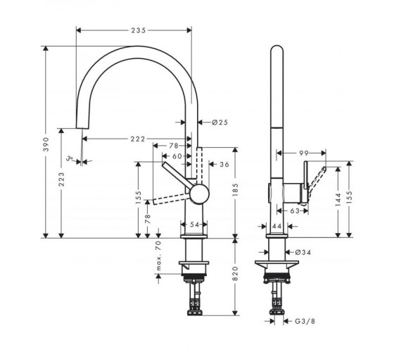 Смеситель кухонный Hansgrohe Talis 220, хром (72804000)