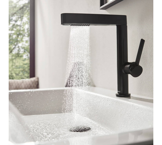Смеситель для раковины с выдвижным изливом Hansgrohe FINORIS черный матовый (76063670)