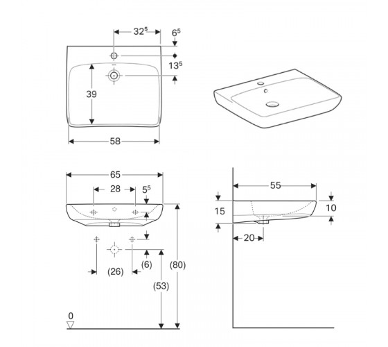 Раковина Geberit SELNOVA Comfort 65 см (500.292.01.1)