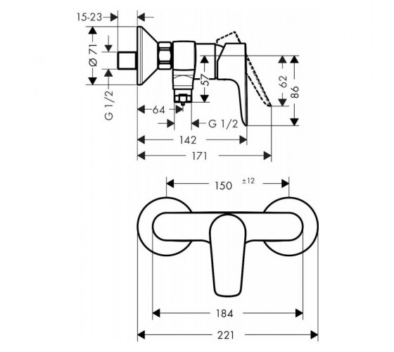 Смеситель для душа Hansgrohe Talis E, черный матовый (71760670)