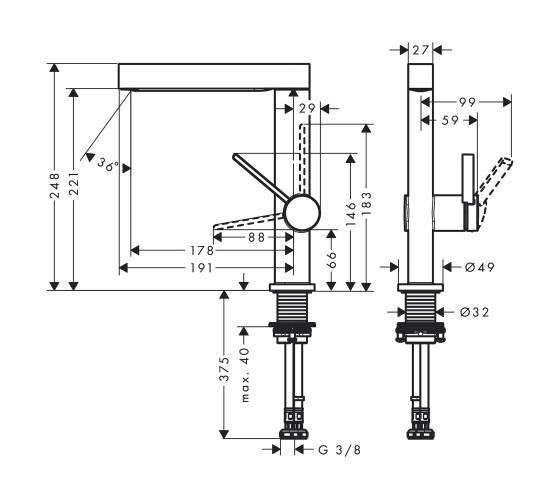 Смеситель для раковины Hansgrohe FINORIS (76060000)
