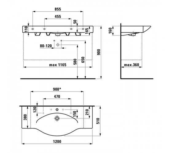 Раковина Laufen Palace 120 см (H8117040001041)