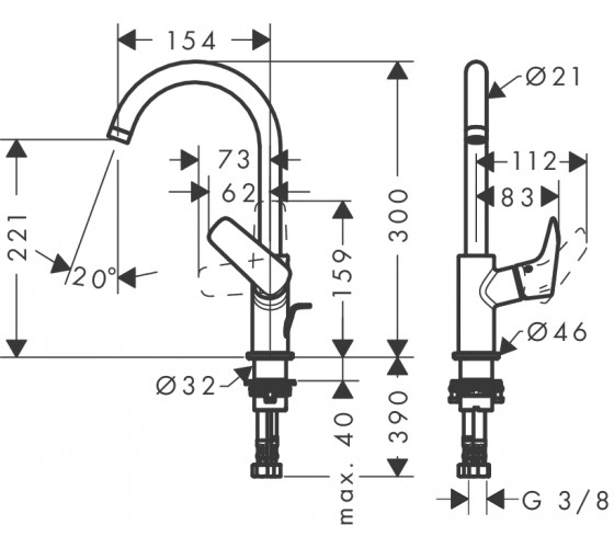 Смеситель для раковины Hansgrohe Logis (71130000)