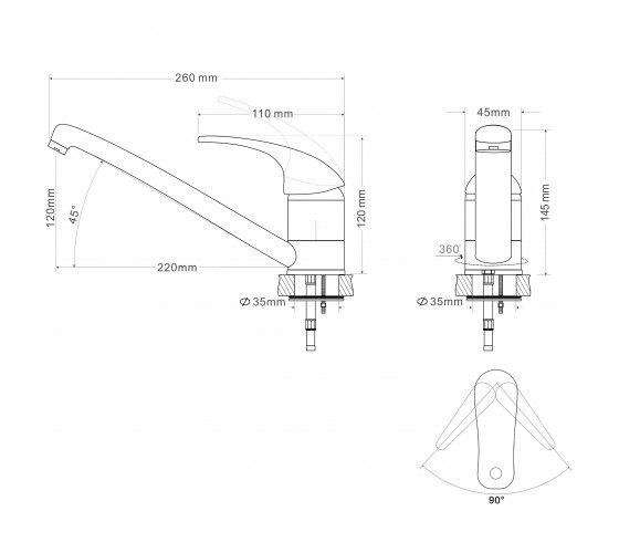 Смеситель кухонный RJ Baron (RBZ014-6G)