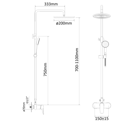 Душевая система для ванны RJ VELUM (RSZ082-5)