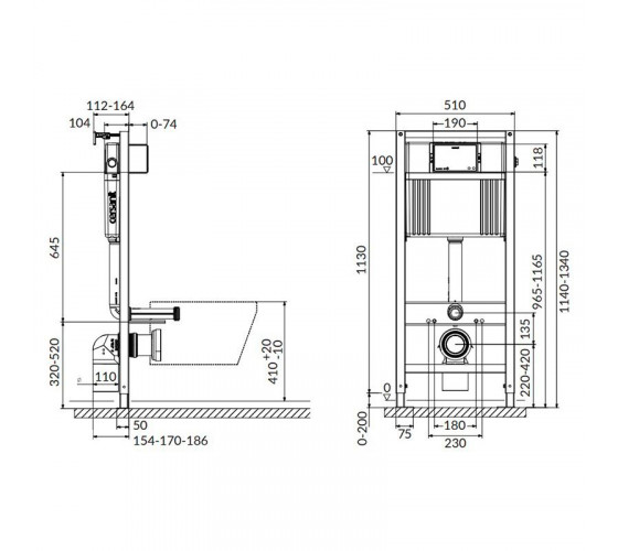 Инсталяция для повесного унитаза Cersanit Aqua 52 Pneu S QF Box (S97-062)