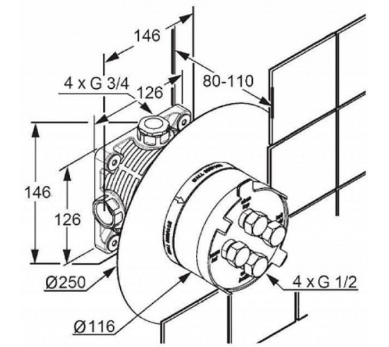 Встраиваемая часть для смесителя Kludi Flexx Boxx (88011)