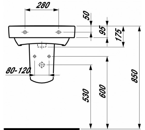 Раковина подвесная Laufen PRO 55x38 см, с отверстием (H8189580001041)