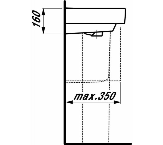 Раковина подвесная Laufen PRO 55x38 см, с отверстием (H8189580001041)