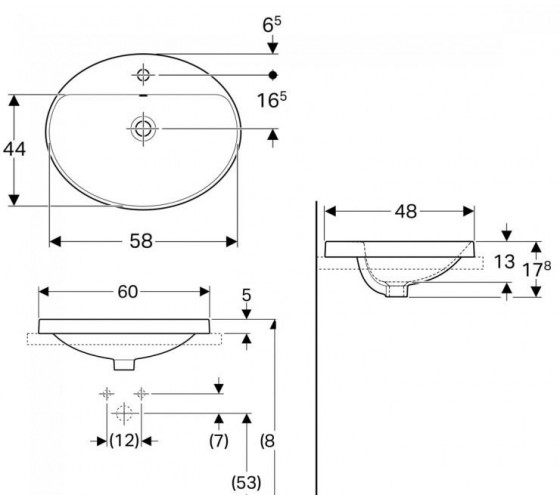 Раковина Geberit VARIFORM 60 см (500.725.01.2)