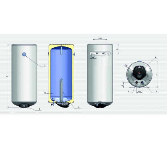 Бойлер Eldom Eureka 200 літрів сухий тен 2,4 kW (72281D)