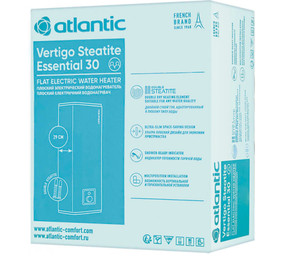 Бойлер Atlantic Vertigo Steatite Essential 30 літрів сухий тен MP-025 2F 220E-S ( 821462)