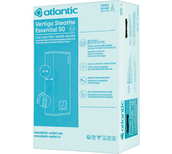 Бойлер Atlantic Vertigo Steatite Essential 50 літрів сухий тен MP-040 2F 220E-S 1500W (831205)