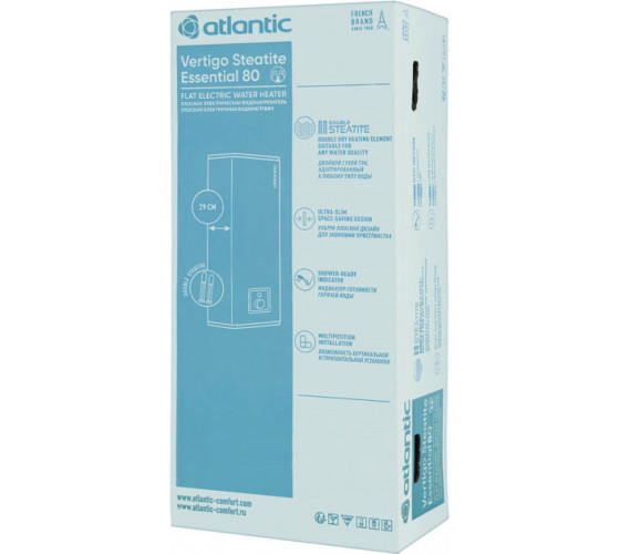 Бойлер Atlantic Vertigo Steatite Essential 80 літрів сухий тен MP-065 2F 220E-S 1500W (841307)
