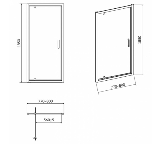 Душевые двери Cersanit Basic 80х185 (S158-001)