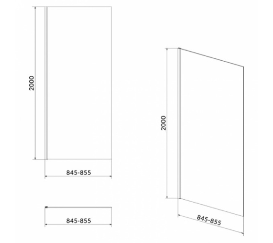 Бічна стінка Cersanit CREA 90x200, прозоре скло (S159-010)