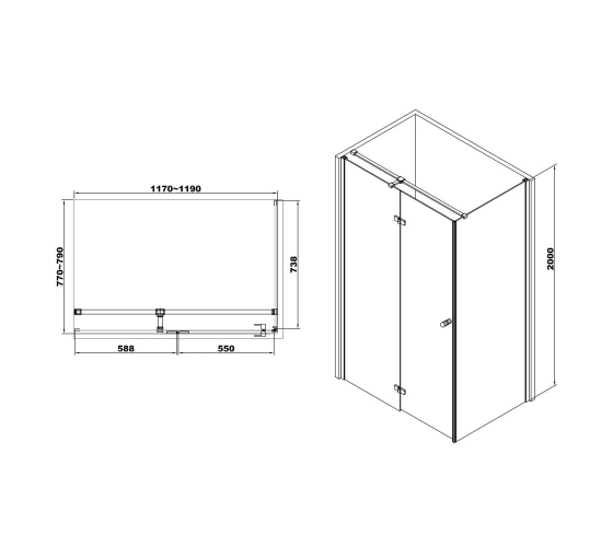 Душова кабіна Volle Libra 120x80 см на дрібному піддоні (10-22-908R)