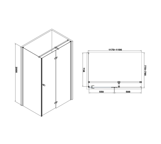 Душова кабіна Volle LIBRA 200x80 см (10-22-908glass)