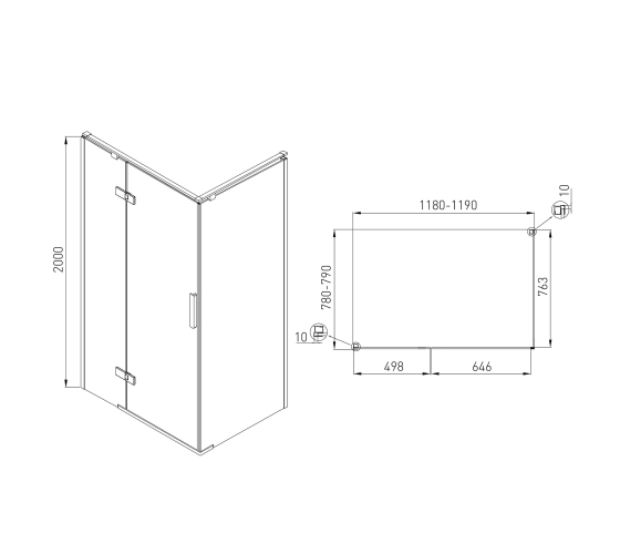 Душова кабіна Volle NEMO 120x80 см (10-22-171Lglass)