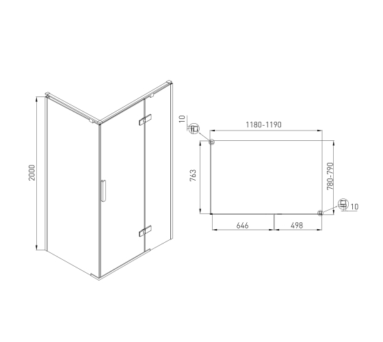 Душова кабіна Volle NEMO 120x80 см (10-22-171Rglass)