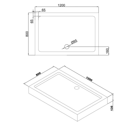 Душовий піддон Volle Libra 120x80 см (10-22-908tray)