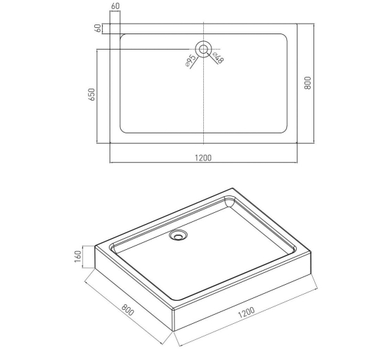 Душовий піддон Volle NEMO 120x80 см (10-22-171tray)