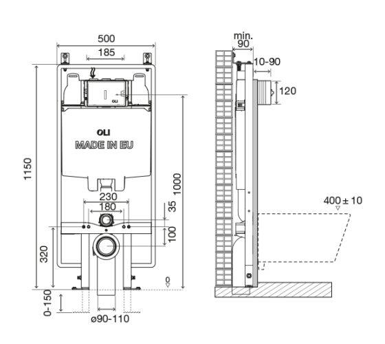 Инсталляция для подвесного унитаза OLI 74 Plus S90, механическая (601803)