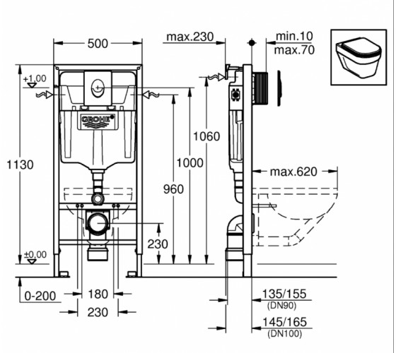 Інсталяція для унітазу Grohe Rapid SL 3в1 (38721001)