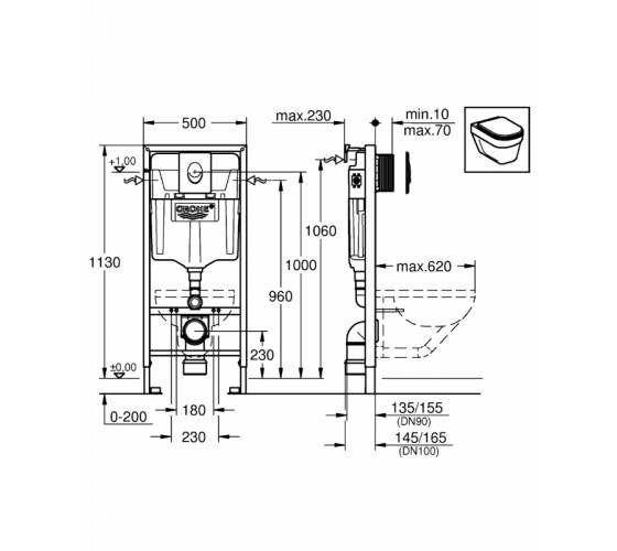 Інсталяція для унітазу Grohe Rapid SL 3в1 (38722001)
