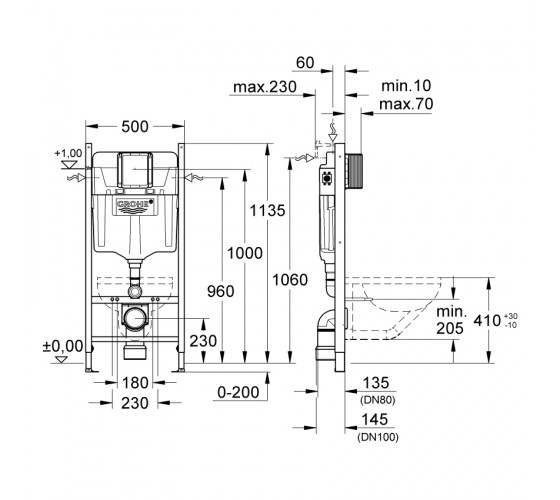 Інсталяція для унітазу Grohe Rapid SL 3в1 (3884000G)