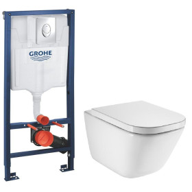 Компект: Инсталляция Grohe RAPID SL + ROCA the GAP безободковый, подвесной унитаз с сиденьем, A34H47C000+38721001