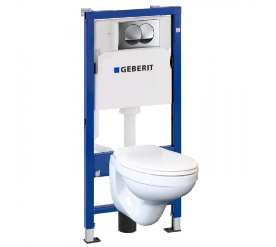 Інсталяція Geberit Duofix Pro 20 з клавішею Delta 01 хром + унітаз KOLO Idol із сидінням Soft Close (118.315.21.2)